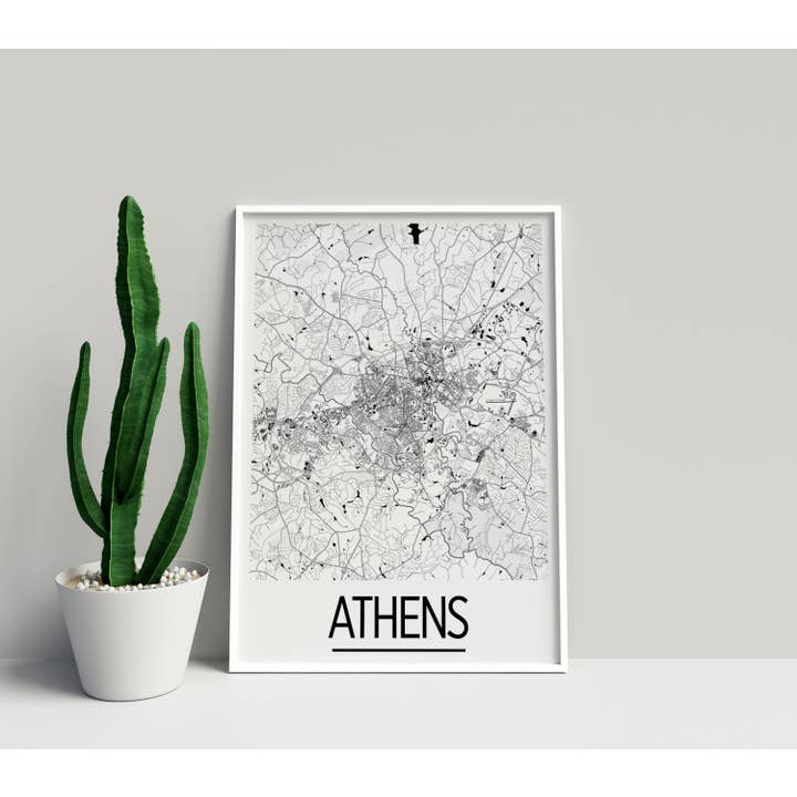 11" x 14” Aten karttryck - Art déco-stil för wholesale av ILIKEMAPS