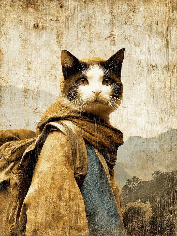 Le Vagabond - Impression d'art de la série de chats Hobo, Vagabond & Vagabond - Œuvre 8"x10" pour la vente par Mowbi