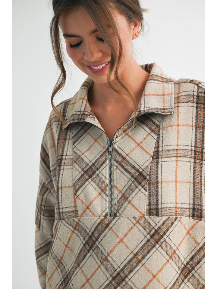 AEMI + CO - Wholesale Sweatshirt - Women's - 8421EK Mya Plaid Pullover 128