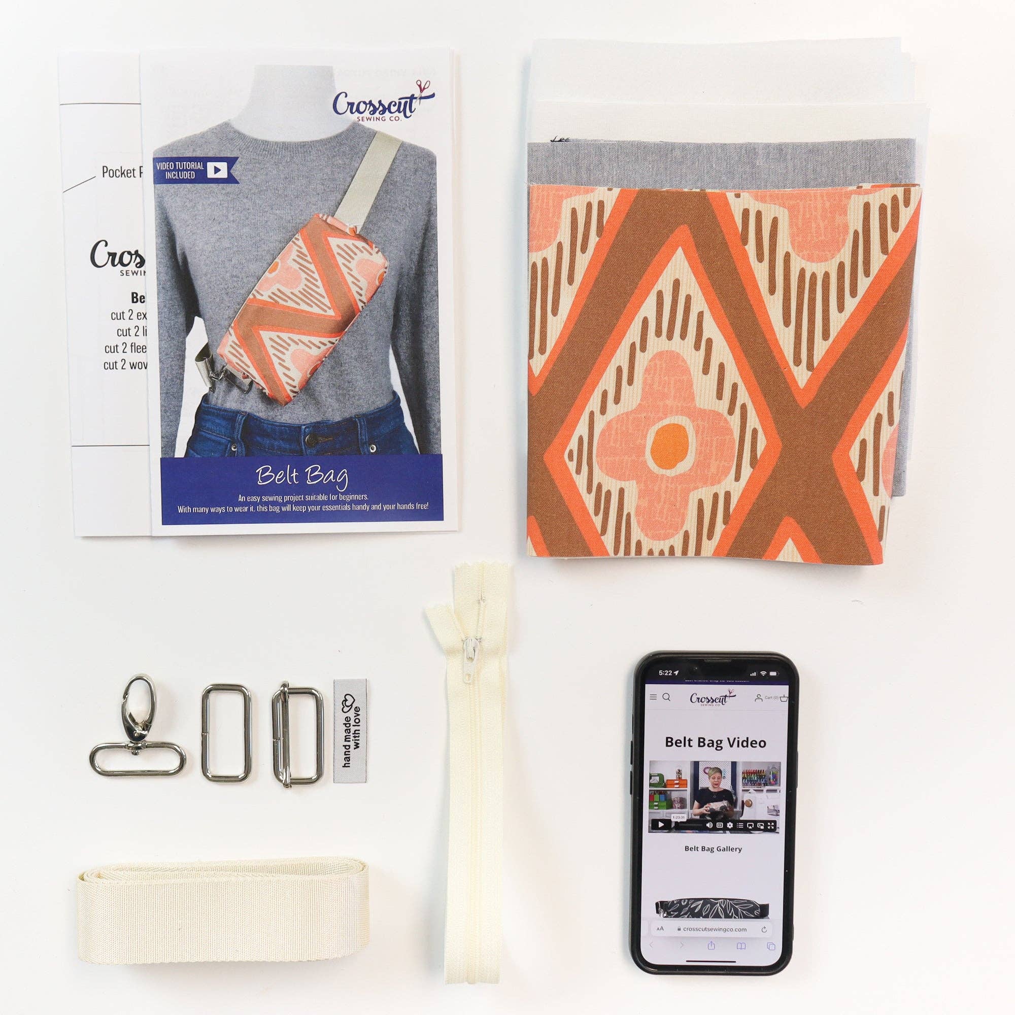 Crosscut Sewing Co. - Wholesale Belt Bag - Women's - Belt Bag Sewing Kit - Supplies, Printed Pattern and Video Tutorial25