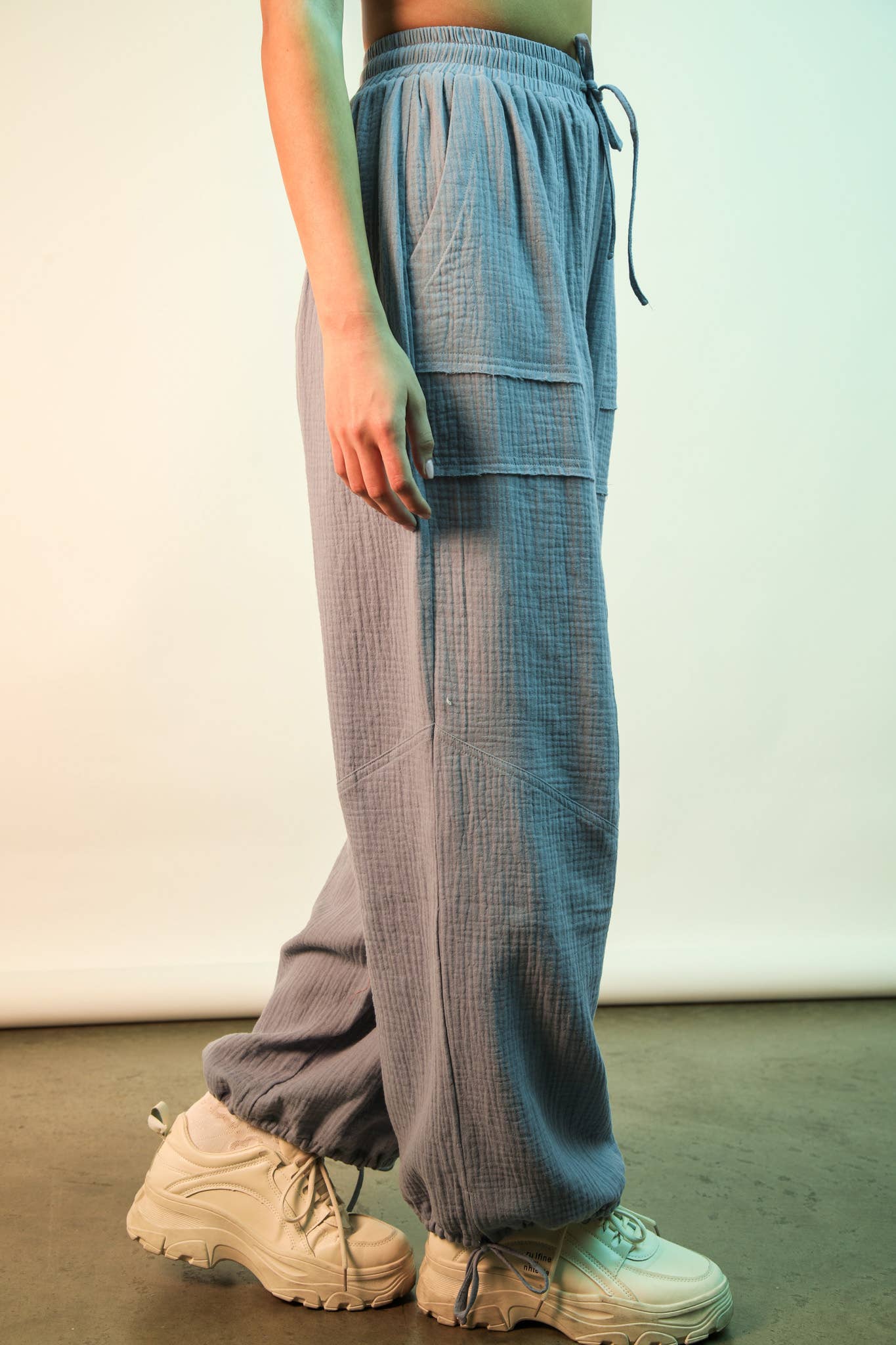 VERY J - Vendita all'ingrosso Pantalone - Donna - NP70803-Pantaloni a Gamba Larga in Garza Solida5