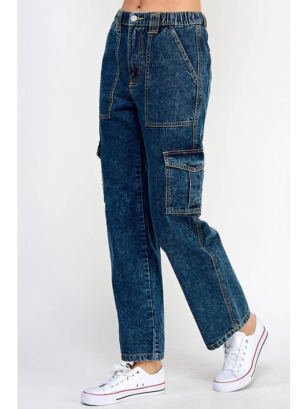 BLUE AGE – calças de ganga - Mulher por atacado – Calça Cargo Jeans para Jovens Patinadoras7