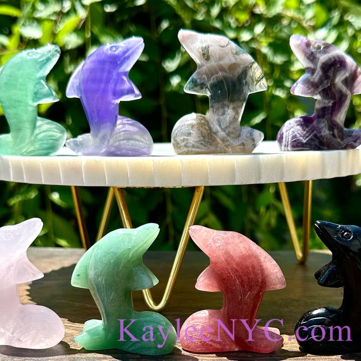 2.3” Natural Mix Crystals Dolphins Healing Energy for wholesale by KayleeNYC