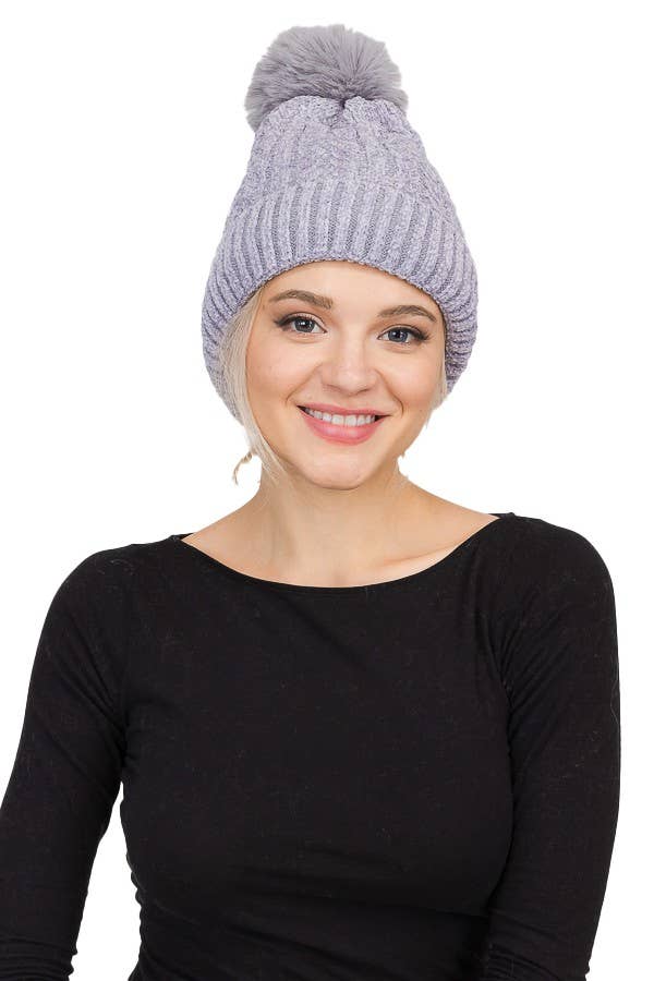 Cap Zone - Wholesale Beanie - Women's - Velvet Fleece Chevron Ribbed Knit Beanie8