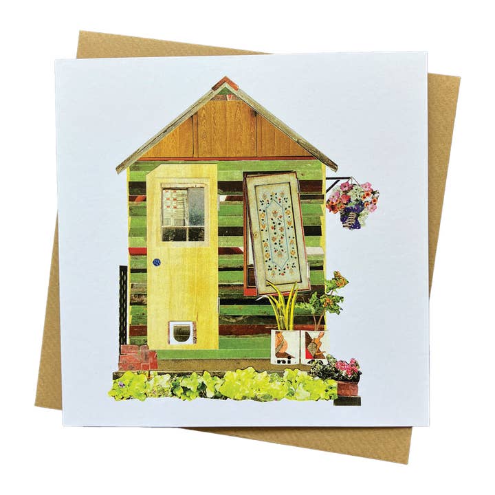 Green Allotment Shed Greetings Card for wholesale by Soodle Street Studio