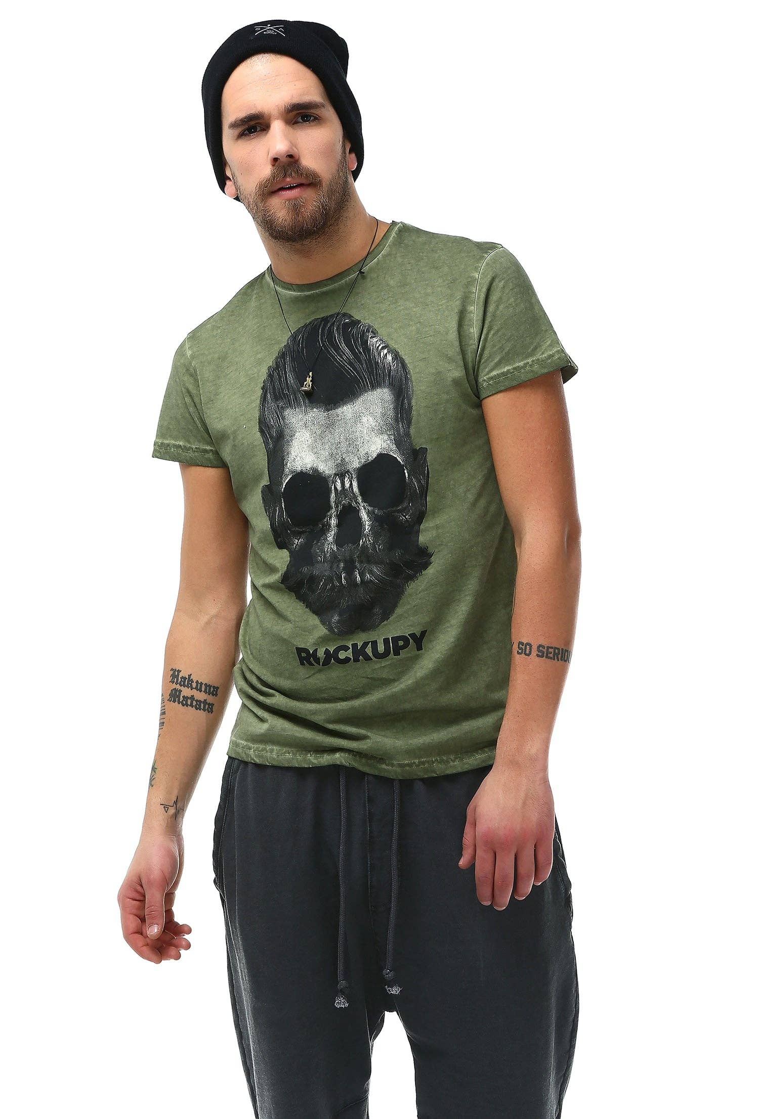 Green Male Skull Printed T-Shirt for wholesale on Faire1