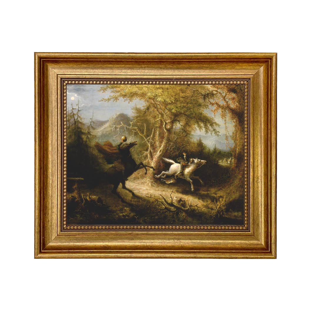Madison Bay Co. - Historical Home Decor Reproductions - Wholesale Schilderen/Tekenen - Schilderijafdruk van de Ruiter zonder Hoofd die Ichabod Crane Achtervolgt1