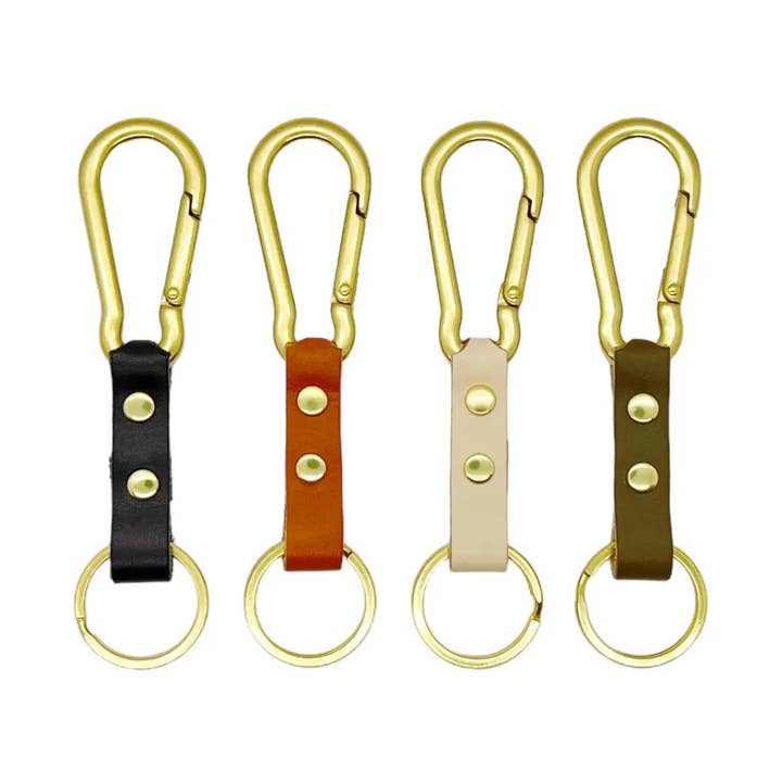 Tuxedo Carabiner / Solid Brass & Leather Clip Fob Keychain for wholesale by Son of a Sailor