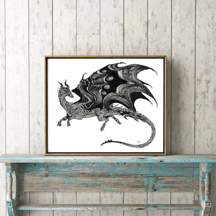 Doodle Specter Dragon - Doodle Serie - Kunstdruk voor wholesale door FJ Creations