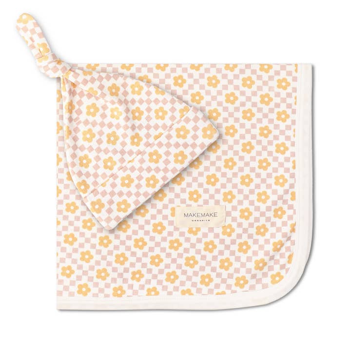 Organic Swaddle Blanket - Pop Floral for wholesale by Makemake Organics