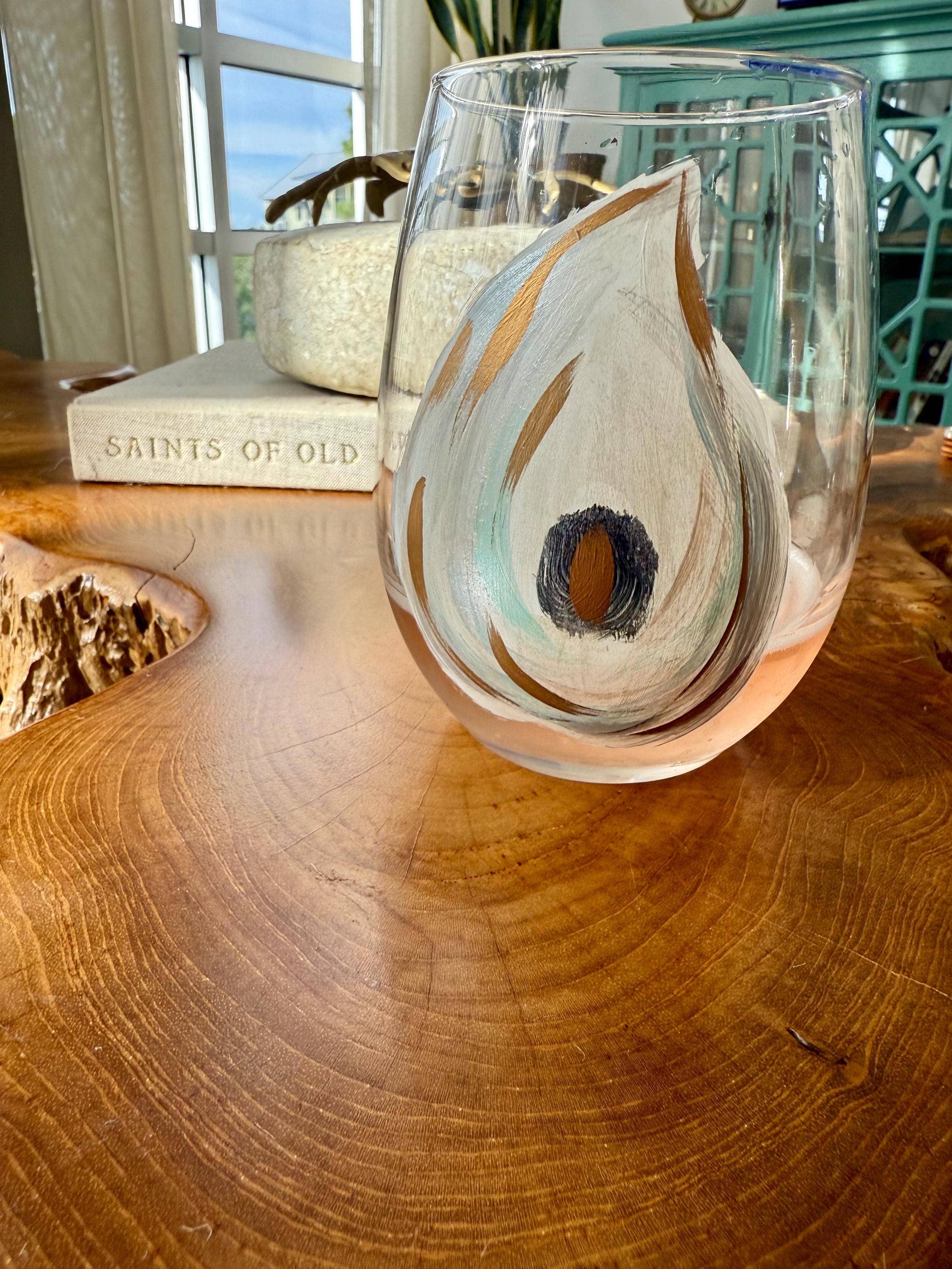 The Ornate Oyster – wholesale Wine glass – Hand Painted Stemless Oyster Shell Wine Glass4