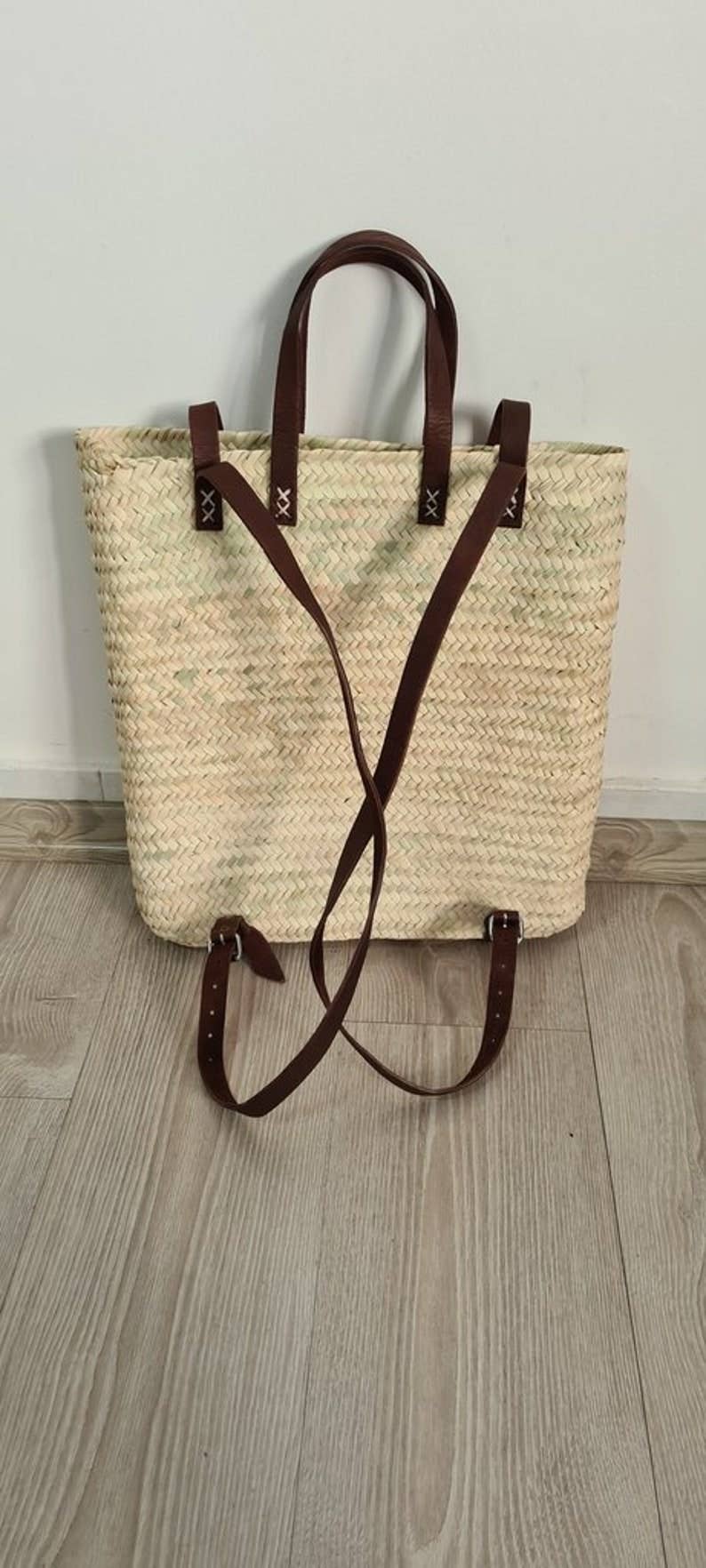 ProHandmadeDesign - Wholesale Beach Bag - Straw Beach bag with leather strap - Straw backpack - Hipste1