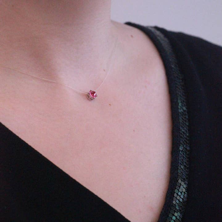 CARALI / MYC Paris - Wholesale Pendant/Charm Necklace - Invisible Pendants - Silver and Pink4