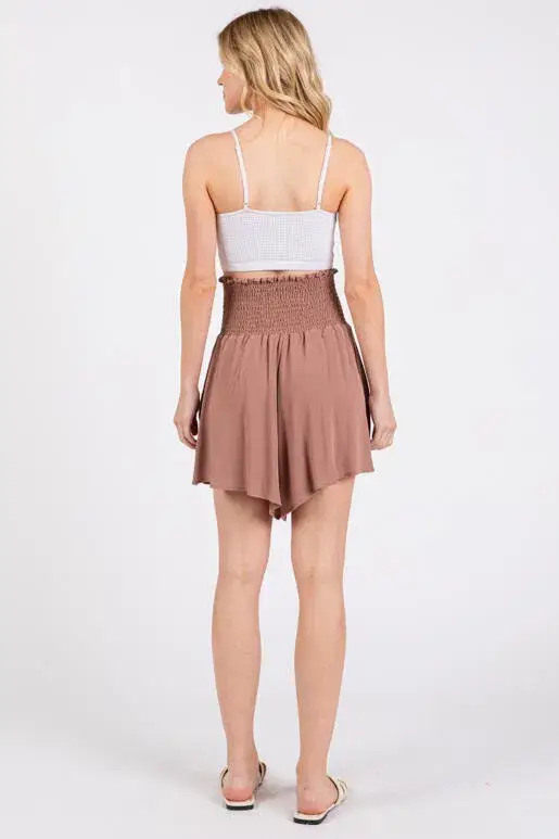 Final Touch - Wholesale Shorts - Women's - Waist Smocked Wide Shorts - NP703536