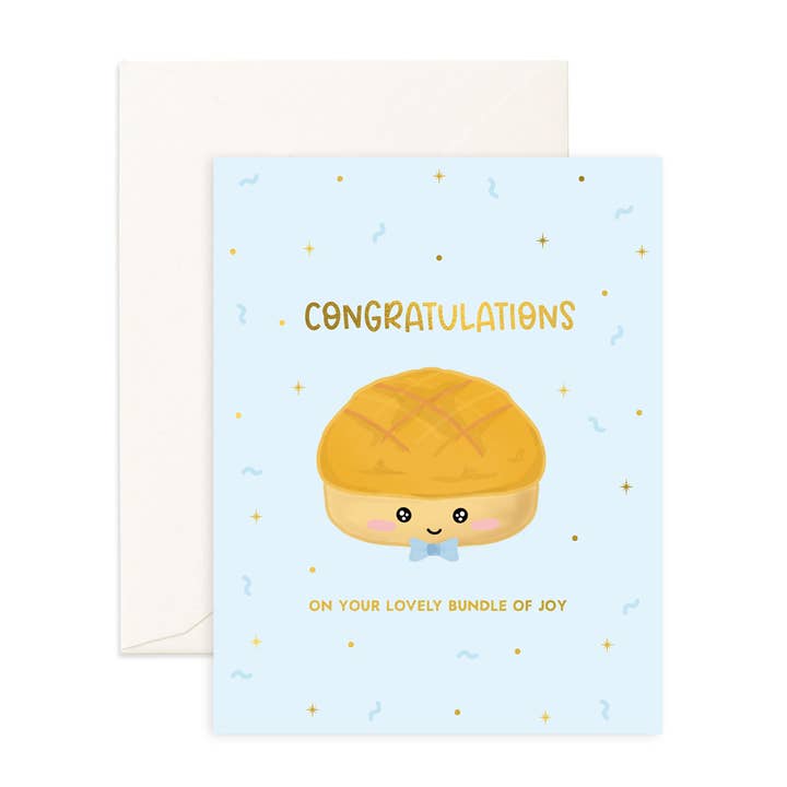 Congratulations Baby Bun (Blue) - Greeting Card for wholesale by Sparkles And Joy