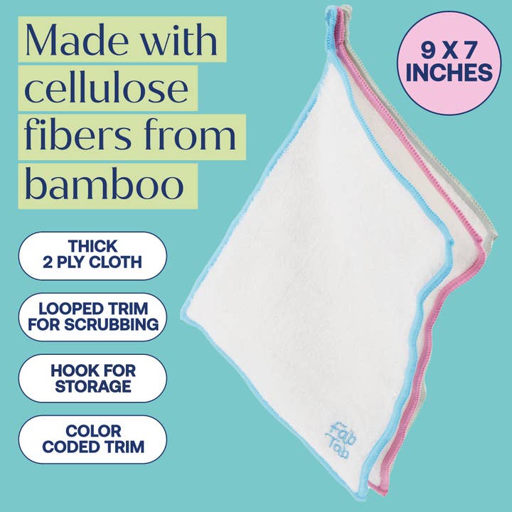 FabTab - Wholesale Cleaning Cloth - Bamboo Cleaning Cloths Medium 7 Pieces Plus Coconut Sponge1