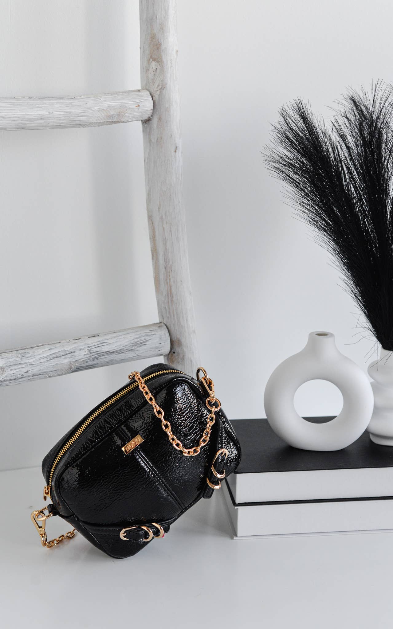 NOCO - Wholesale Shoulder Bag - Women's - Black Patent Leather Buckle Crossbody Bag0