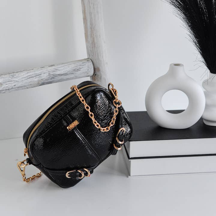 Black Patent Leather Buckle Crossbody Bag and other Purchase Wholesale hebillas. Free Returns & Net 60 Terms on Faire trending on Faire.
