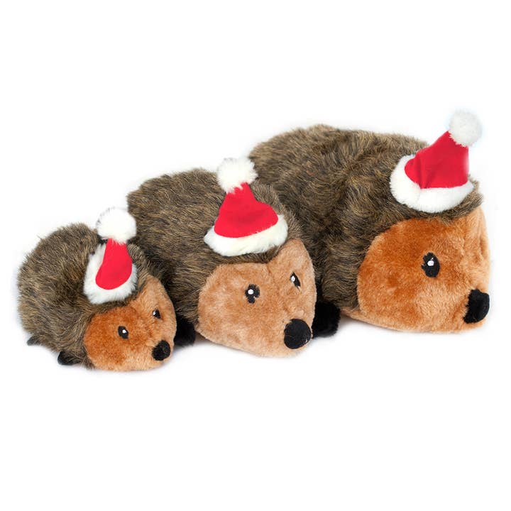 ZippyPaws - Wholesale Pet Plush Toy - Dog - Holiday Hedgehog - Christmas Dog Toy