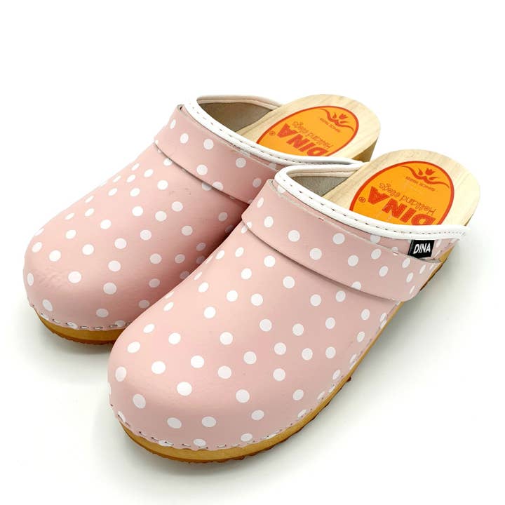 TRAAGOODS.COM - Wholesale Clogs - Women's - Dina Pink Dots Leather Clogs2