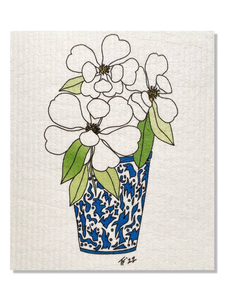 Magnolia Flowers Swedish Dish Cloth for wholesale by Toute-Petite