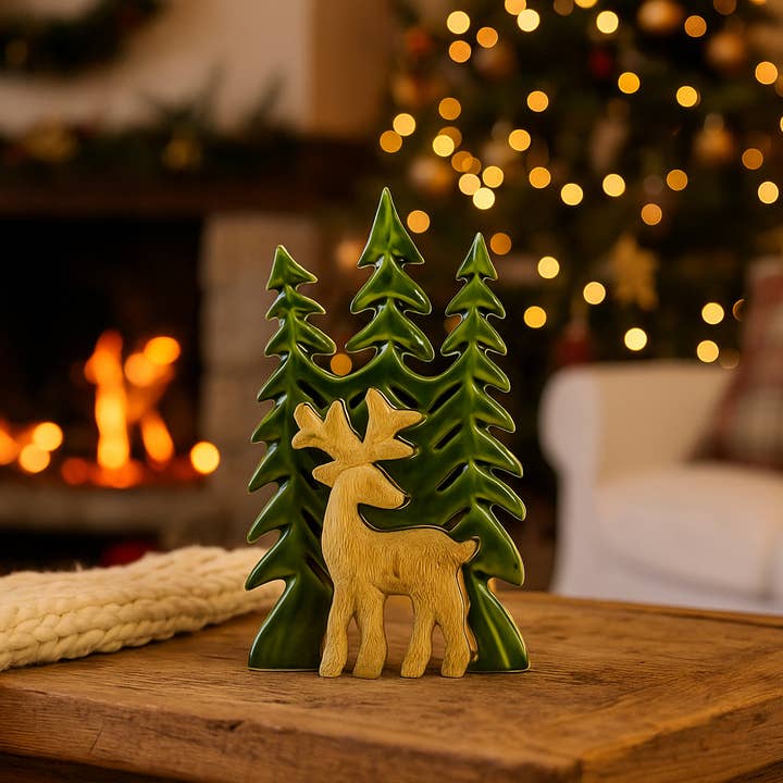 AWGifts Europe - Wholesale Decorative Plate/Dish/Bowl - 2x Lost in the Forrest - Enamel Tree Wooden Bowl - 25x19cm2