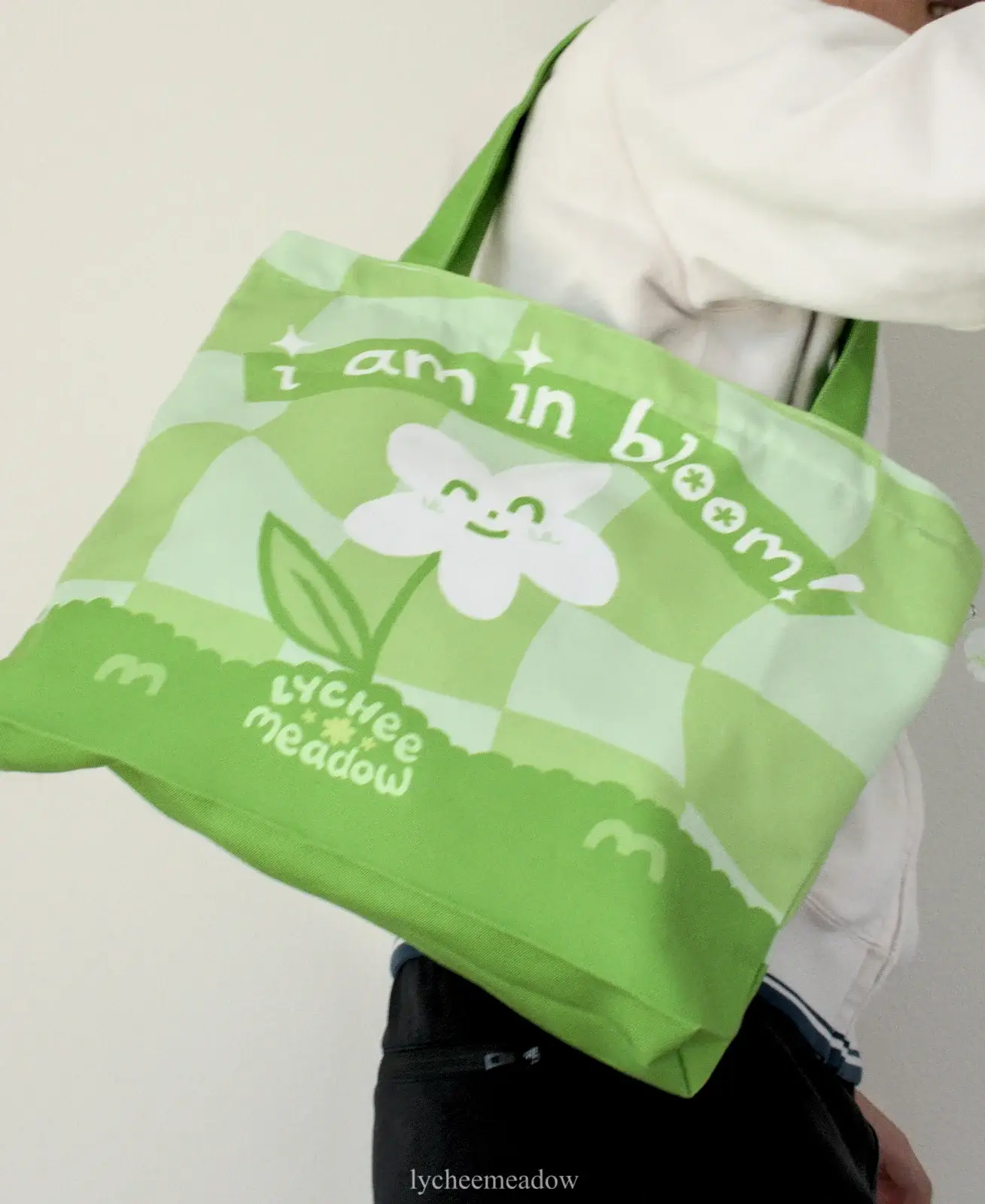 Lycheemeadow - Wholesale Tote Bag - Women's - I Am In Bloom Cloth Totebag w/ Inner Zipper Pouch8