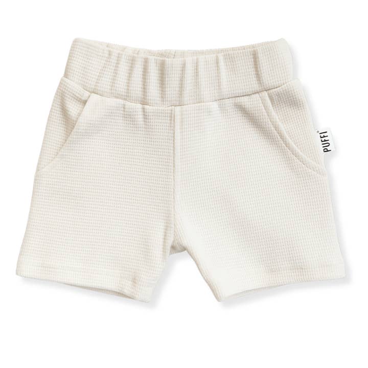 Børne Waffle Shorts med Lomme – Lys Beige for engroshandel hos PUFFI