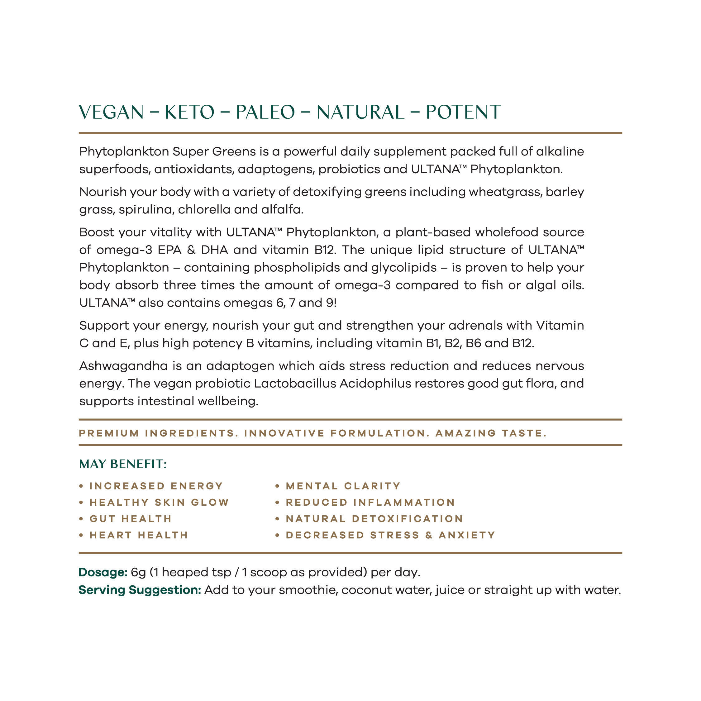 Noble Naturals - Wholesale Protein/Superfood Powder - Phytoplankton Super Greens Powder 180g3