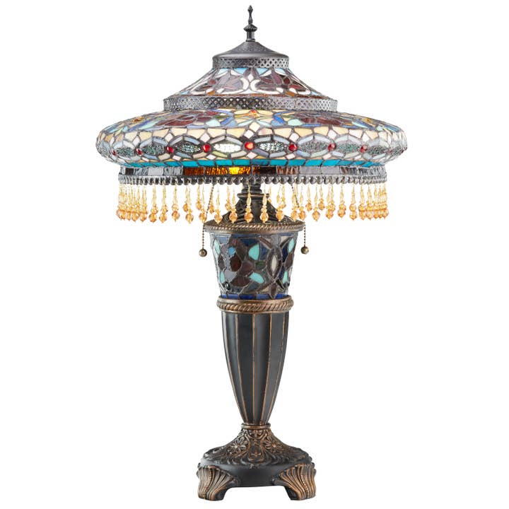 River of Goods - Wholesale Accent/Desk Lamp - 27.5"H Parisian Antique Bell Shade Stained Glass Table Lamp1