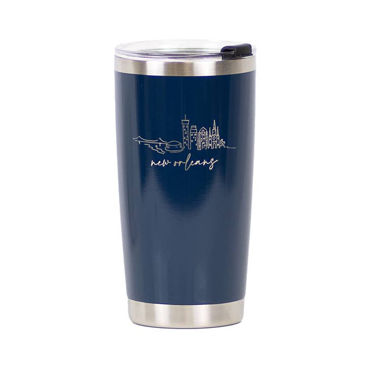 New Orleans Etched Tumbler Royal/Stainless 20oz. for wholesale by The Royal Standard