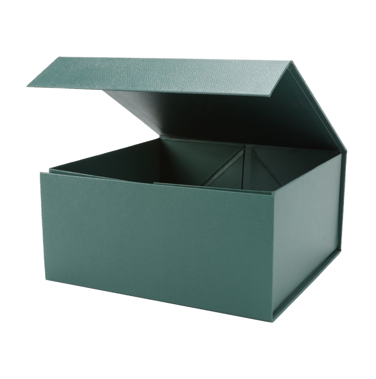 LA Ribbons Wholesale - Wholesale Gift Box - 8" x 8" x 4" Collapsible Gift Box w/ Magnetic Square Flap Lid | Forest Green1