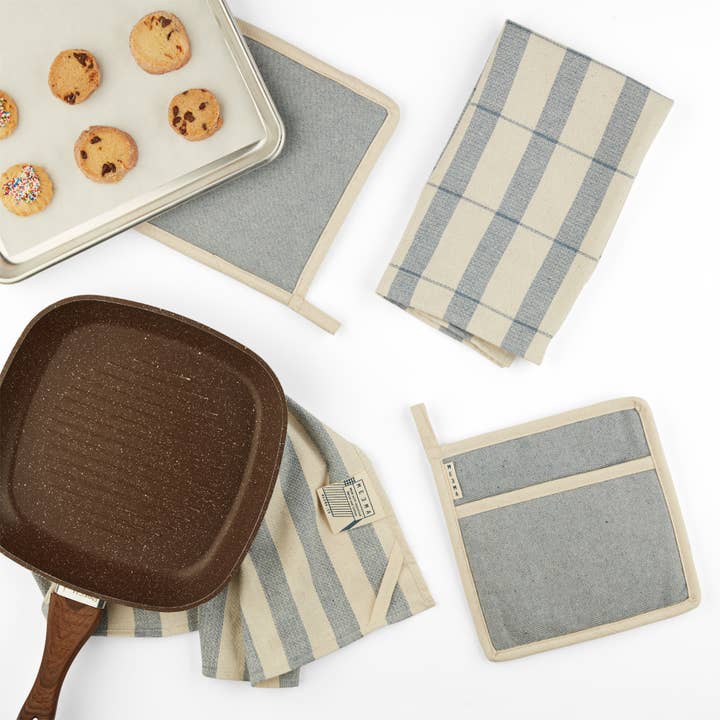 MEEMA - Vente Torchons - Set de 4 torchons de cuisine et porte-casseroles MEEMA