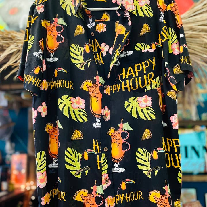 Happy Hour Shades | Chemise Tiki Room | Noir pour la vente par Happy Hour Shades