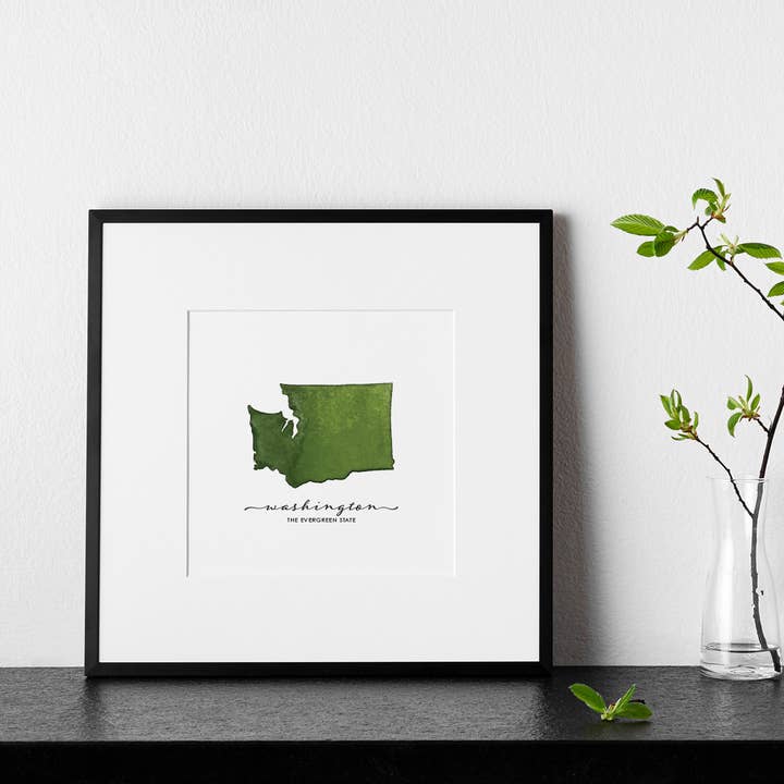 CARVED Washington State 7x7 Art Print | Custom for wholesale by Originals Paper Art