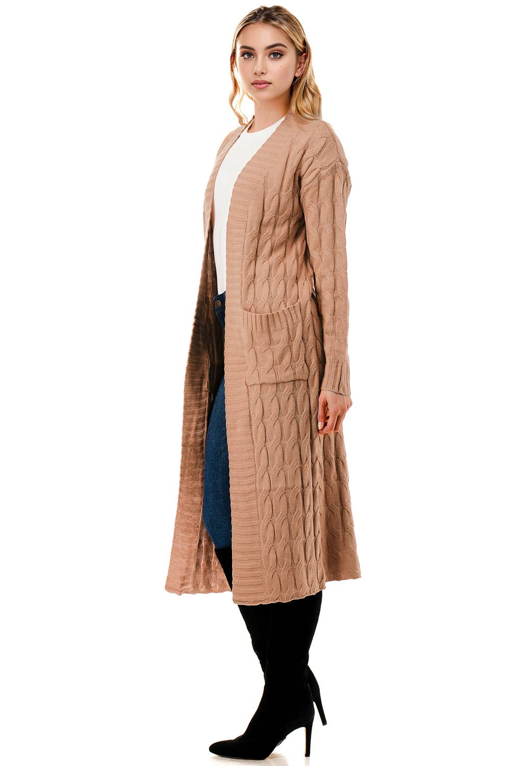 Color 5 – wholesale Cardigan – Women’s – Super long coat style sweater cardigan with side pockets12