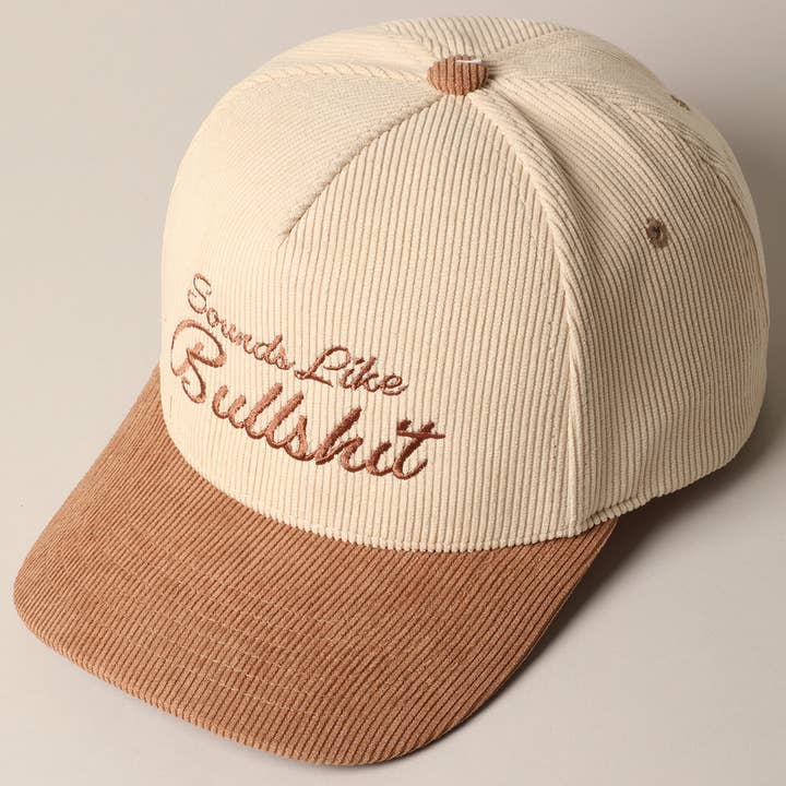 Fashion City - Wholesale Trucker Hat - Unisex - Sounds like Bullshit Corduroy Trucker Baseball Cap