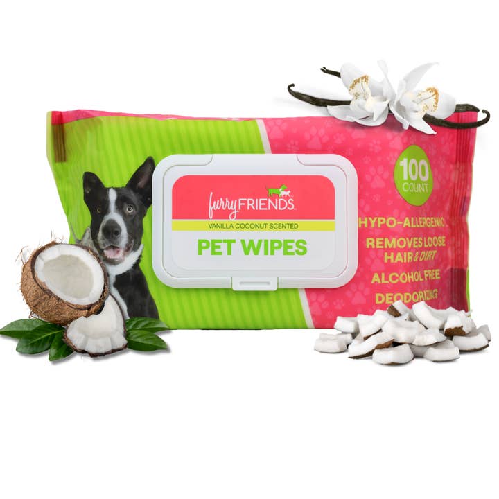 FurryFriends Pet Wipes Vanilla Coconut 100 ct. for wholesale by Mammoth Buys