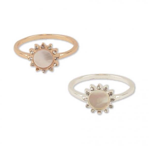 RG Mother of Pearl & Crystal Sun-12 for wholesale by World End Imports Jewelry & Gifts