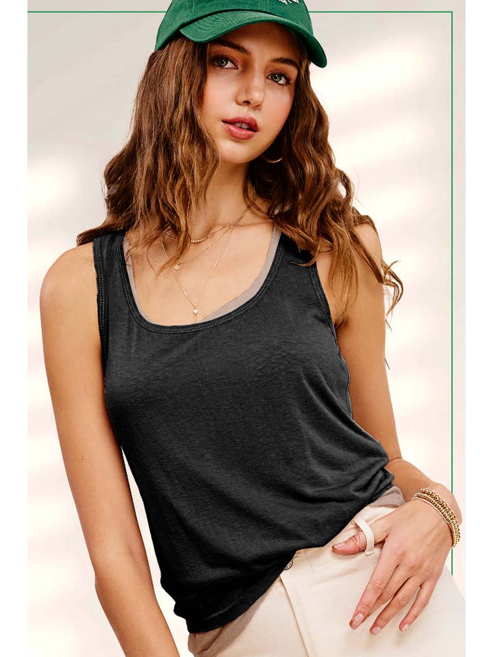 La Miel - Vente Débardeur – femme - HBT7633-Haut sans manches Active Loose Fit Athleisure Style5