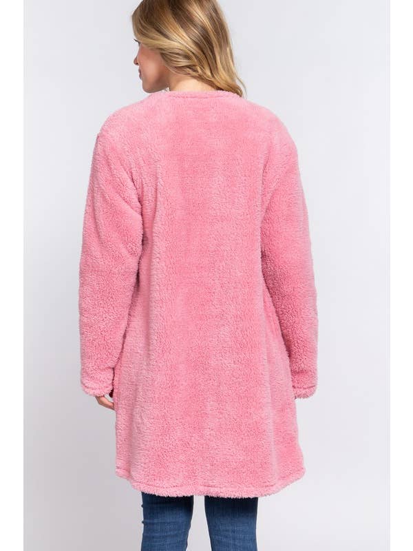 Active Basic | Active USA - Wholesale Jacket - Women's - Long Sleeve Open Front with Pocket Sherpa Jacket