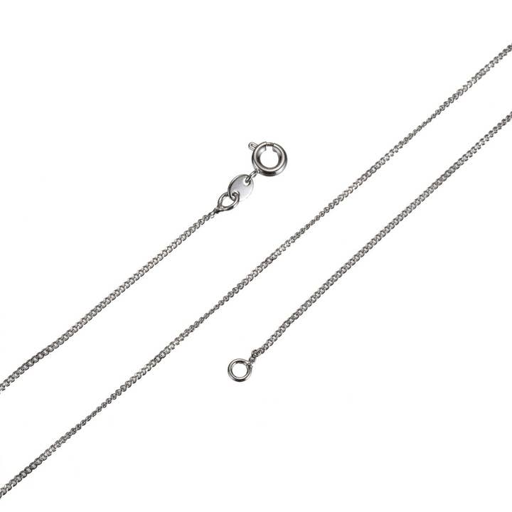 Simple Silver White Gold Chain, 17.7 inches Curb Chain, 0.5mm Thickness Dainty Silver Necklace Chain w/ Spring Ring | CN-641 Clearance Pricing for wholesale by Aim Eternal