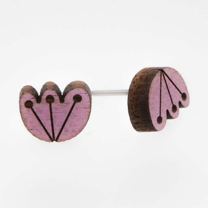 Blomma Flower Studs · lightweight wood · spring jewelry for wholesale by Bird of Virtue