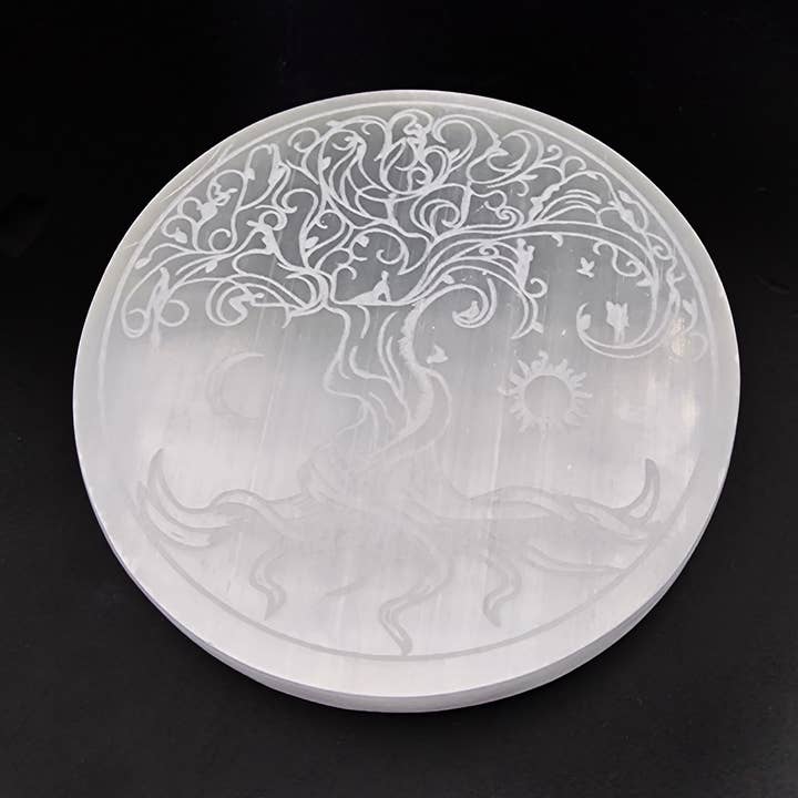 Shamans Crystal - Wholesale Crystal-charging plate - Tree of Life Selenite Charging Plate 10cm4