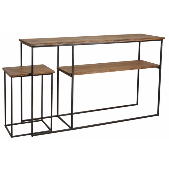 Console with wooden and metal table for wholesale by Aubry Gaspard