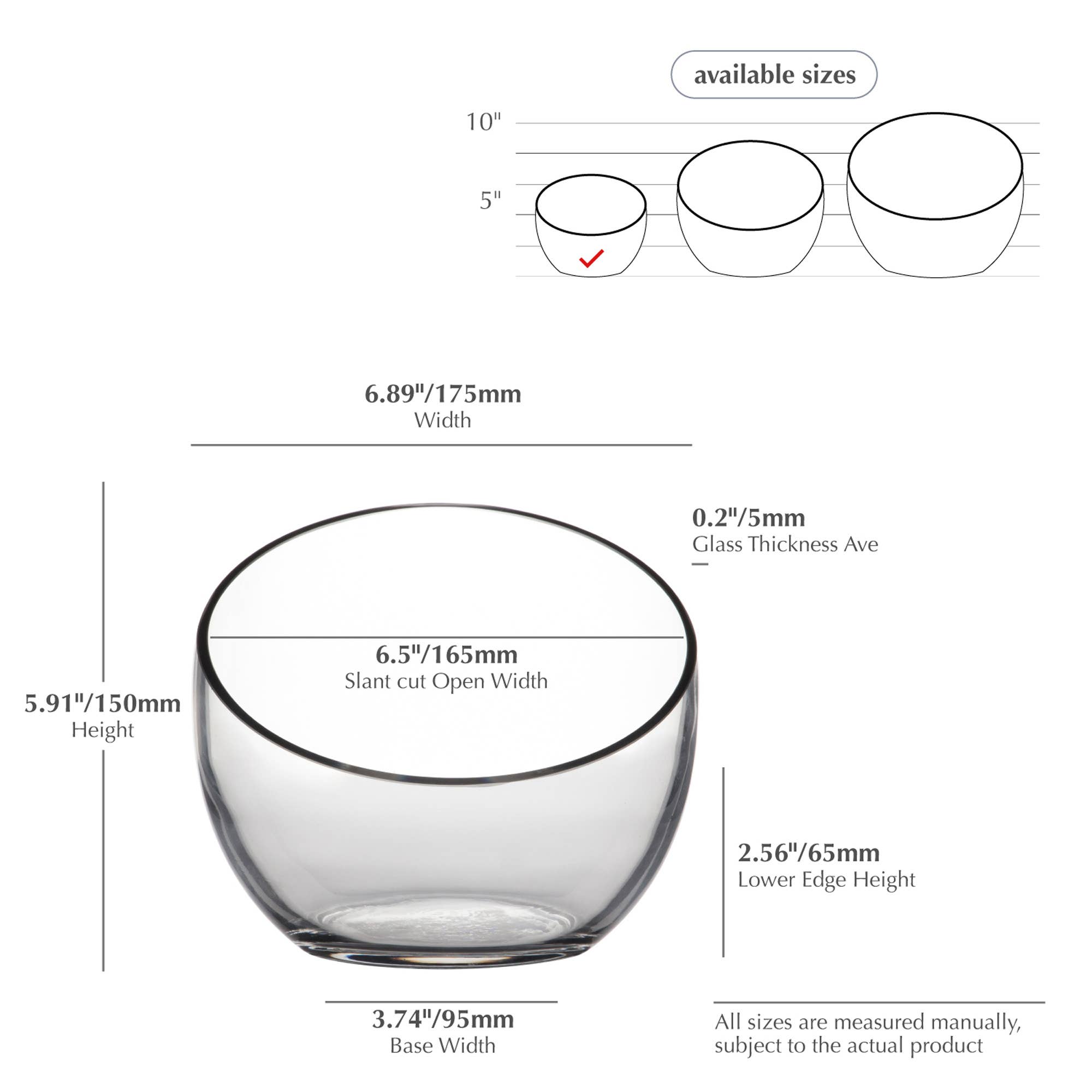 WGV International - Wholesale Vase - WGV Slant Bowl Glass Vase - 7' x 6"H1