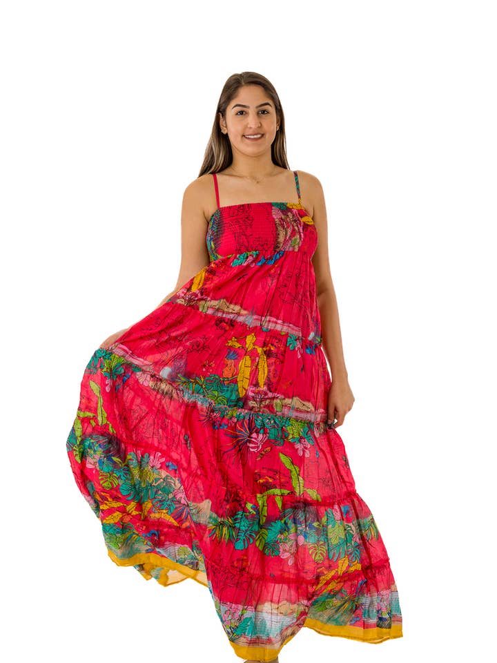 Ranee's - Wholesale Dress - Women's - 843 Red Cotton floral dress.