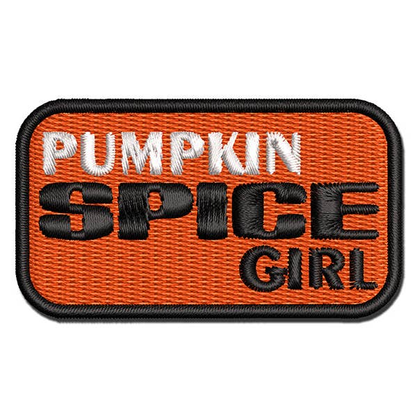 Pumpkin Spice Girl Funny Coffee Multi-Color Embroidered Iron-On Patch Applique for wholesale by Sniggle Sloth