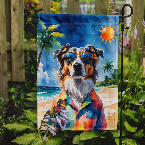 Australian Shepherd Summer Beach Time Garden Flag DAC8254 for wholesale by Caroline's Treasures