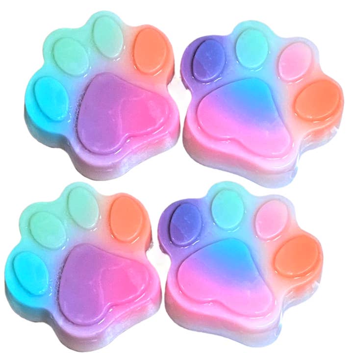 Saponette Rainbow Paw Prints - Set di 4 per la vendita all'ingrosso da parte di Bubble Bee Soapery
